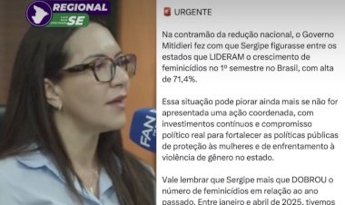 Dados da Segurança Pública contrana justiicativa apresentada por Danielle Garcia e amplia pressão sobre o Governo Mitidieri por alta no feminicídio